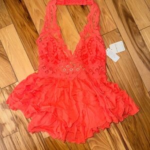 FP Movement by Free People Coral Lace Crop Top